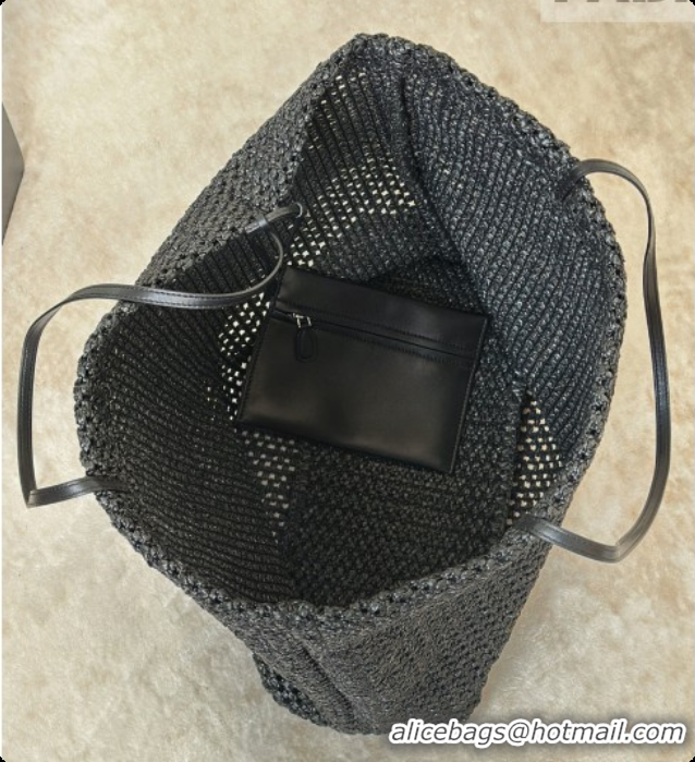 Best Quality The Row Barn Raffia Tote Bag 8873L Black 2026
