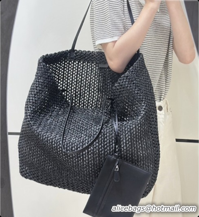 Best Quality The Row Barn Raffia Tote Bag 8873L Black 2026