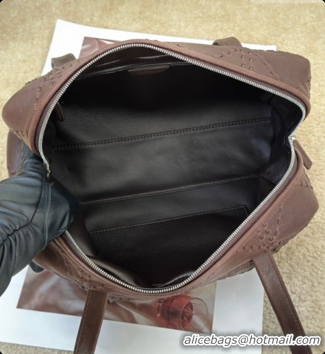 Best Design The Row Astra Soft Bowling Bag in Glossy Nappa Leather 8826 TR91438 Dark Brown 2026