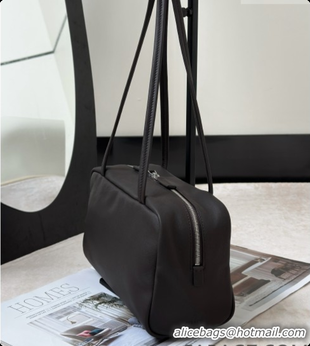 New Style The Row Small Astra Soft Bowling Bag in Grained Calfskin 8840S TR91446 Dark Brown 2026