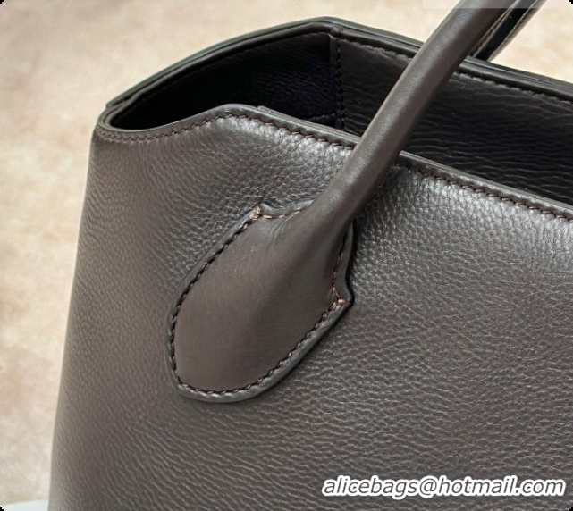 Sophisticated The Row Terrasse Bauletto Bag in Grained Calfskin 8870 TR91450 Dark Brown 2026