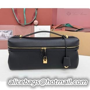 2026 Newest Loro Piana LP Extra Softy Bag L33 in Grained Leather Black 2026 FAQ6591