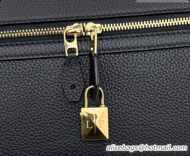 2026 Newest Loro Piana LP Extra Softy Bag L33 in Grained Leather Black 2026 FAQ6591