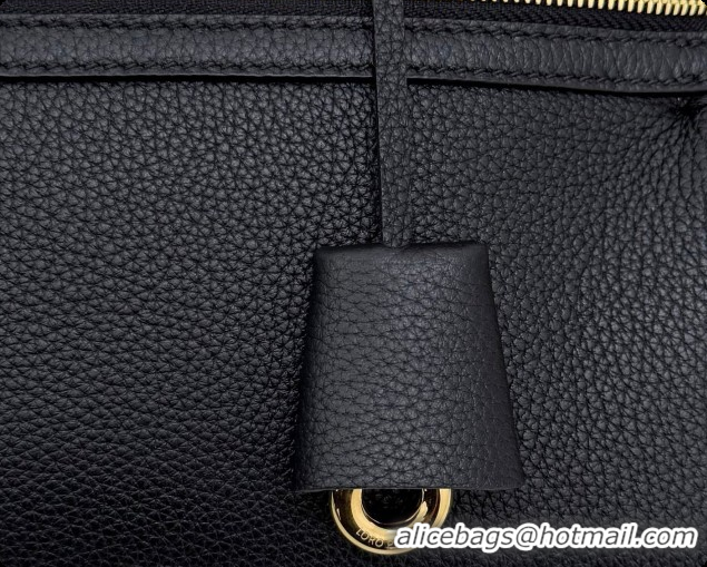 2026 Newest Loro Piana LP Extra Softy Bag L33 in Grained Leather Black 2026 FAQ6591