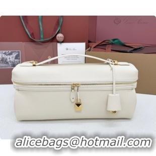 2026 Newest Loro Piana LP Extra Softy Bag L33 in Grained Leather White 2026 FAQ6591