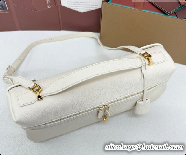 2026 Newest Loro Piana LP Extra Softy Bag L33 in Grained Leather White 2026 FAQ6591