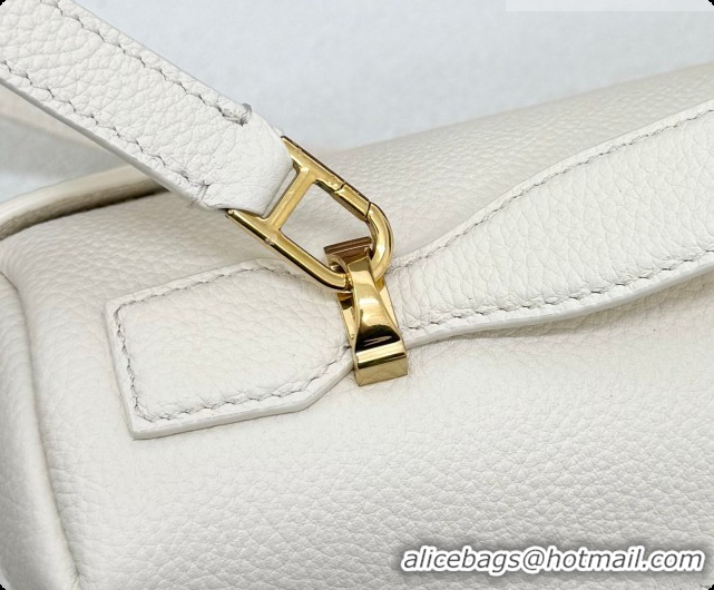 2026 Newest Loro Piana LP Extra Softy Bag L33 in Grained Leather White 2026 FAQ6591