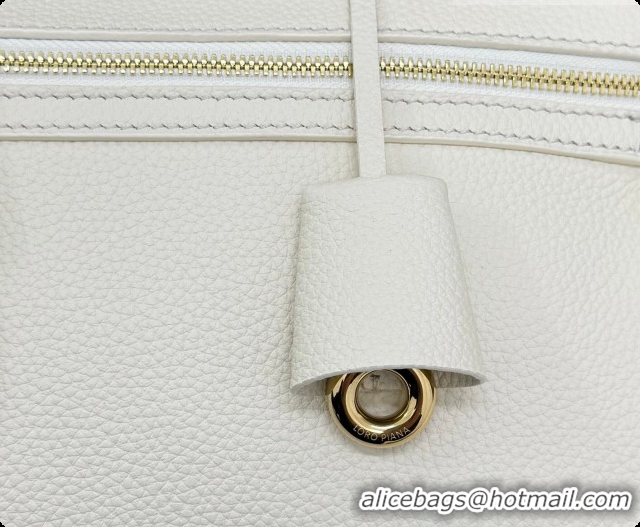 2026 Newest Loro Piana LP Extra Softy Bag L33 in Grained Leather White 2026 FAQ6591