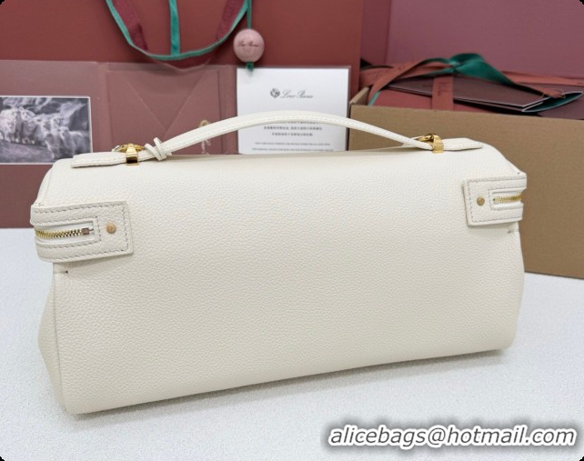 2026 Newest Loro Piana LP Extra Softy Bag L33 in Grained Leather White 2026 FAQ6591