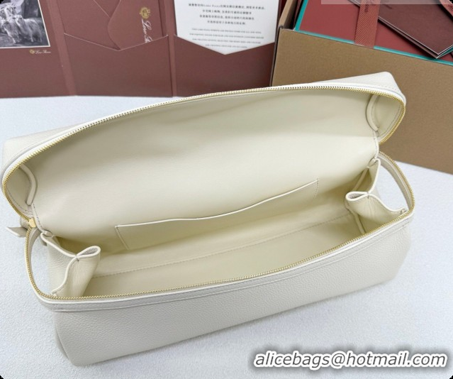 2026 Newest Loro Piana LP Extra Softy Bag L33 in Grained Leather White 2026 FAQ6591