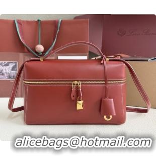 Cute Loro Piana LP Extra Bag L27 in Smooth Leather Red Brown 2026 0408010