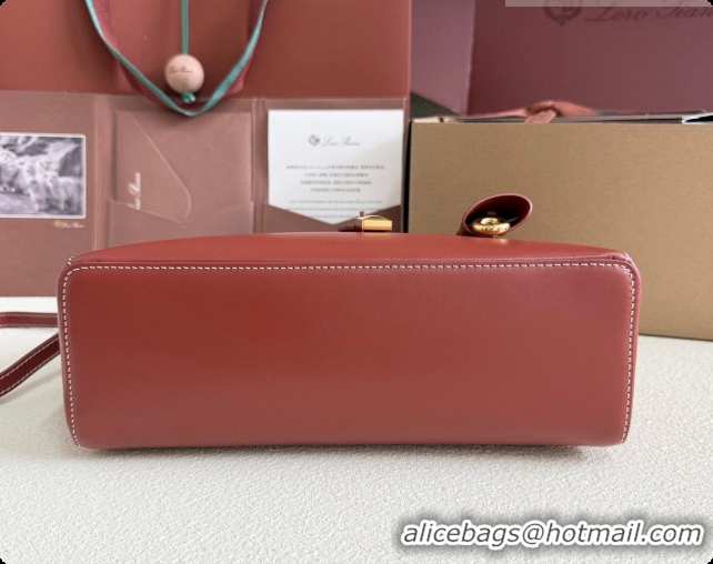 Cute Loro Piana LP Extra Bag L27 in Smooth Leather Red Brown 2026 0408010