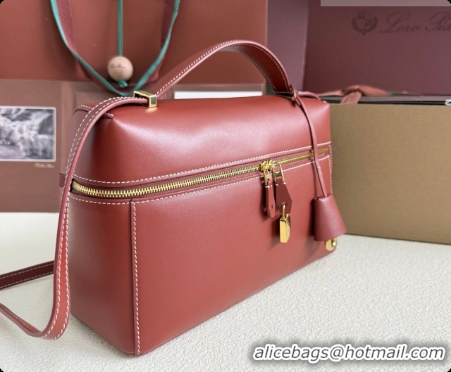 Cute Loro Piana LP Extra Bag L27 in Smooth Leather Red Brown 2026 0408010
