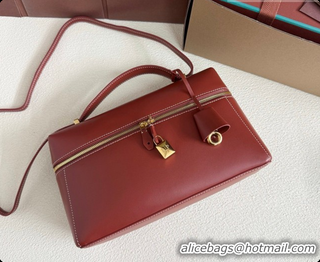 Cute Loro Piana LP Extra Bag L27 in Smooth Leather Red Brown 2026 0408010