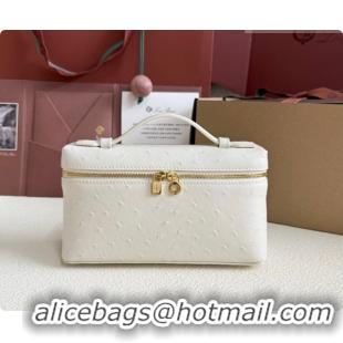 New Style Loro Piana LP Extra Pocket Pouch L19 in Ostrich Embossed Leather White/Gold 2026 FAI8393