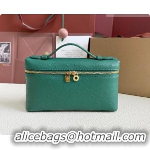 Unique Style Loro Piana LP Extra Pocket Pouch L19 in Ostrich Embossed Leather Peacock Green/Gold 2026 FAI8393