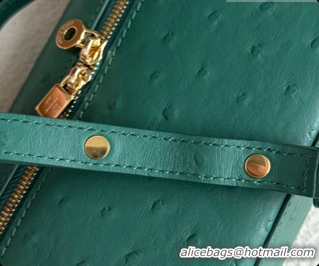 Unique Style Loro Piana LP Extra Pocket Pouch L19 in Ostrich Embossed Leather Peacock Green/Gold 2026 FAI8393