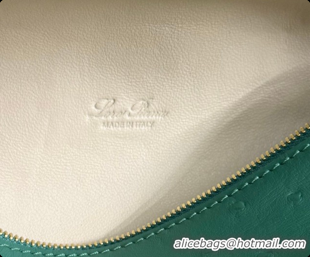 Unique Style Loro Piana LP Extra Pocket Pouch L19 in Ostrich Embossed Leather Peacock Green/Gold 2026 FAI8393