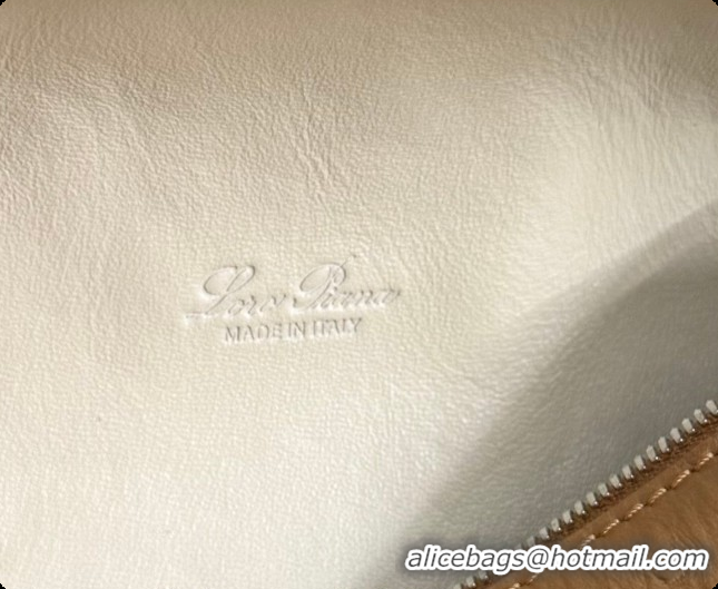 Discount Loro Piana LP Extra Pocket Pouch L19 in Ostrich Embossed Leather Brown/Silver 2026 FAI8393