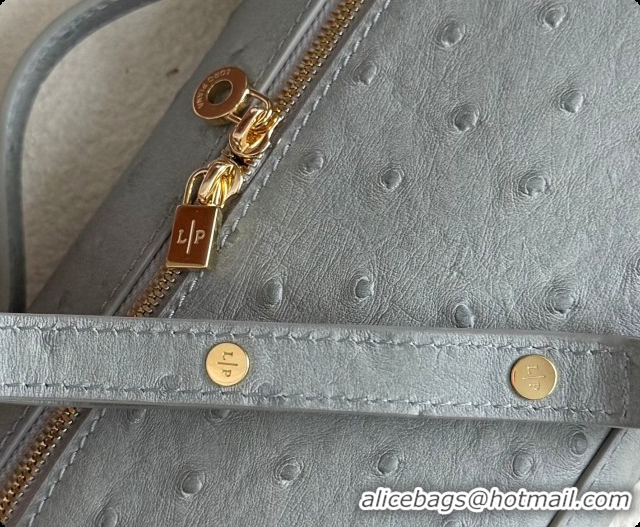 Good Looking Loro Piana LP Extra Pocket Pouch L19 in Ostrich Embossed Leather Eucalyptus/Gold 2026 FAI8393