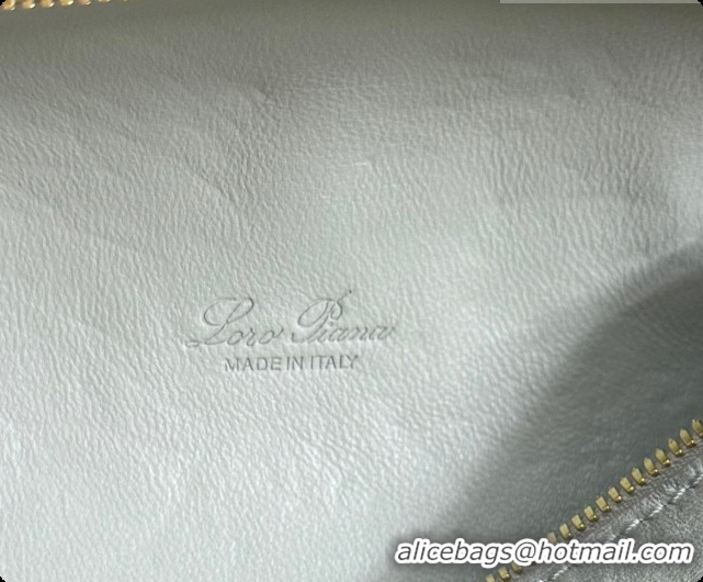 Good Looking Loro Piana LP Extra Pocket Pouch L19 in Ostrich Embossed Leather Eucalyptus/Gold 2026 FAI8393