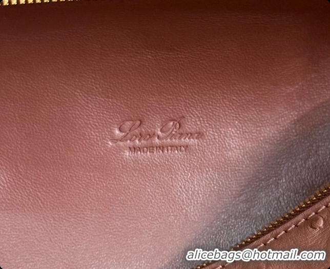 Shop Duplicate Loro Piana LP Extra Pocket Pouch L19 in Ostrich Embossed Leather Red Brick/Gold 2026 FAI8393