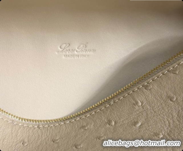 Classic Loro Piana LP Extra Pocket Pouch L19 in Ostrich Embossed Leather Apricot/Gold 2026 FAI8393