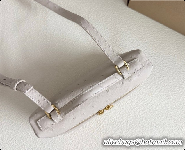 Design Discount Loro Piana LP Extra Pocket Pouch L19 in Ostrich Embossed Leather Light Beige/Gold 2026 FAI8393