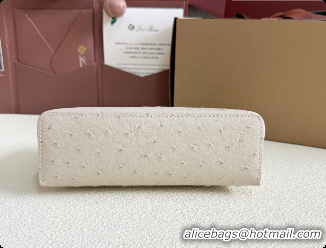 Design Discount Loro Piana LP Extra Pocket Pouch L19 in Ostrich Embossed Leather Light Beige/Gold 2026 FAI8393