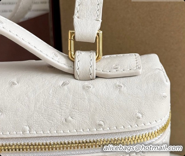 Design Discount Loro Piana LP Extra Pocket Pouch L19 in Ostrich Embossed Leather Light Beige/Gold 2026 FAI8393