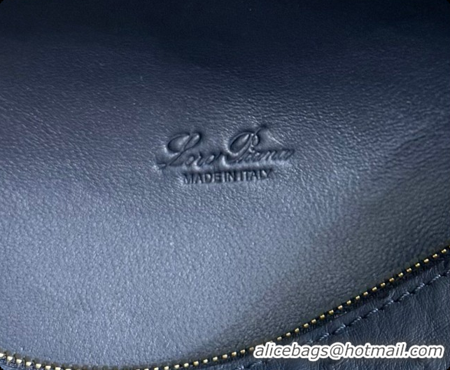 Best Product Loro Piana LP Extra Pocket Pouch L19 in Ostrich Embossed Leather Midnight Blue/Gold 2026 FAI8393