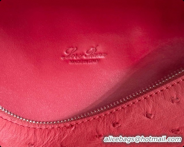 Cheap Loro Piana LP Extra Pocket Pouch L19 in Ostrich Embossed Leather Red/Silver 2026 FAI8393