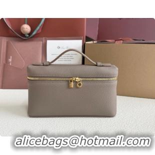 Discount Loro Piana LP Extra Pocket Pouch L19 in Grained Leather Warm Beige 2026 FAI8393
