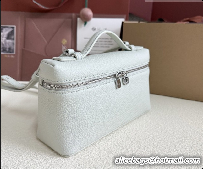 Best Quality Loro Piana LP Extra Pocket Pouch L19 in Grained Leather Pale Blue 2026 FAI8393