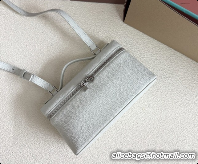 Best Quality Loro Piana LP Extra Pocket Pouch L19 in Grained Leather Pale Blue 2026 FAI8393