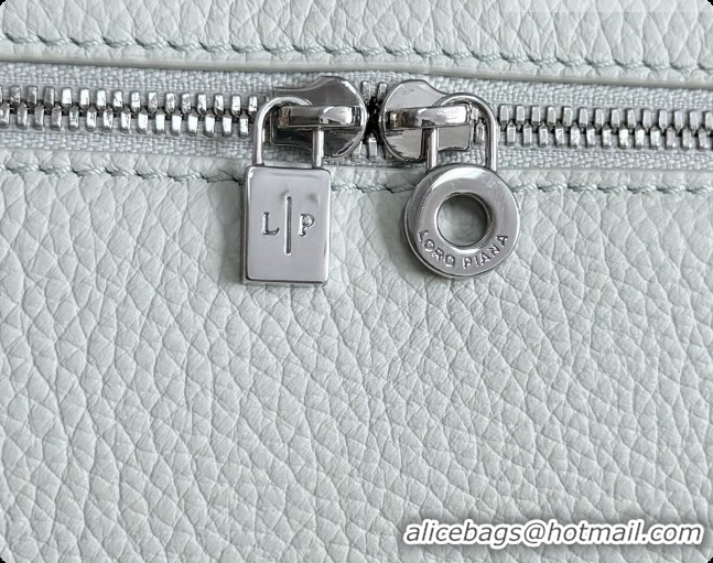 Best Quality Loro Piana LP Extra Pocket Pouch L19 in Grained Leather Pale Blue 2026 FAI8393