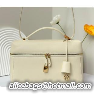 Grade Design Loro Piana LP Extra Bag L27 in Smooth Leather Cream White 2026 FAO3001