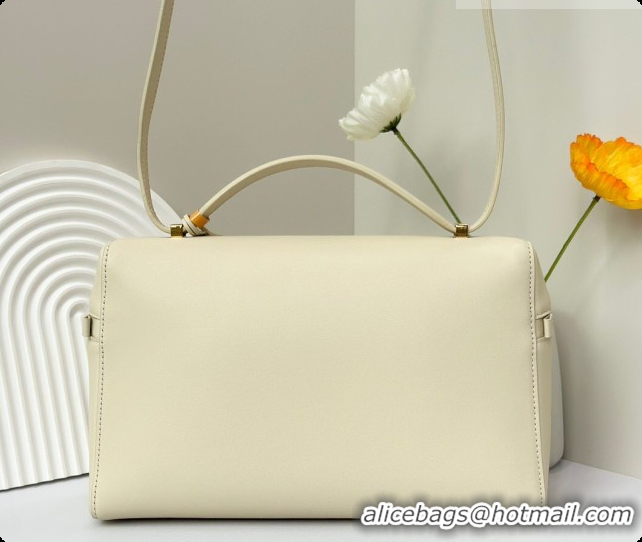 Grade Design Loro Piana LP Extra Bag L27 in Smooth Leather Cream White 2026 FAO3001