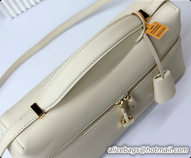 Grade Design Loro Piana LP Extra Bag L27 in Smooth Leather Cream White 2026 FAO3001
