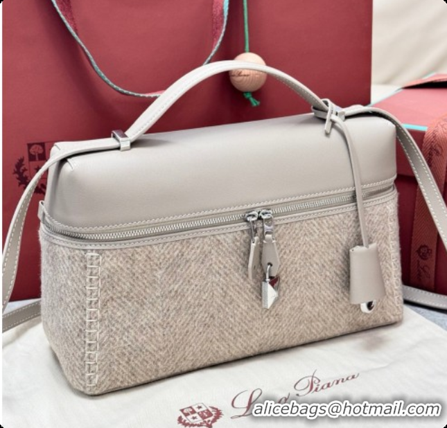 Low Price Loro Piana LP Extra Bag L27 in Cashmere and Leather Grey 2026 FAQ2800
