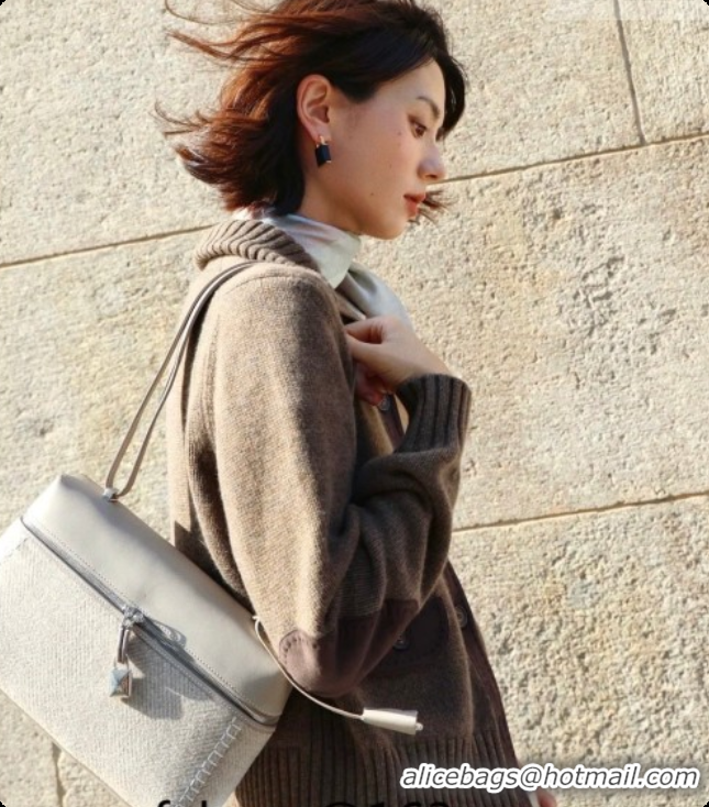 Low Price Loro Piana LP Extra Bag L27 in Cashmere and Leather Grey 2026 FAQ2800