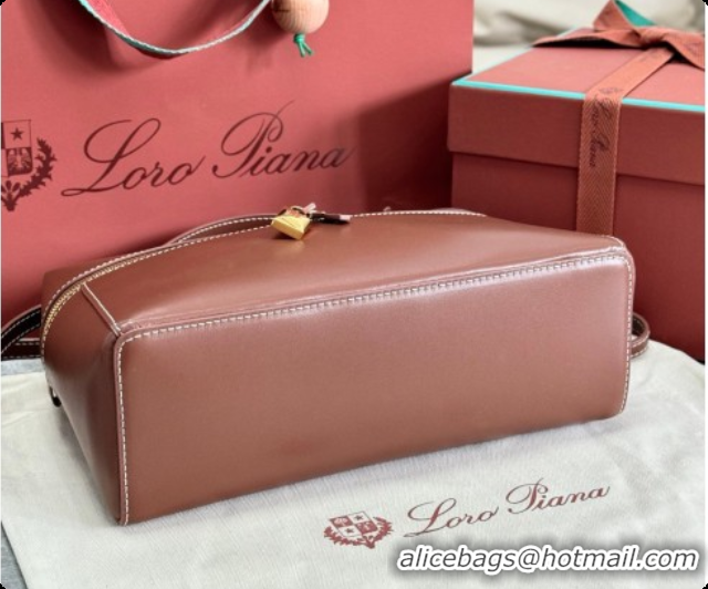 Good Quality Loro Piana LP Extra Bag L27 in Smooth Leather Caramel 2026 FAO3001