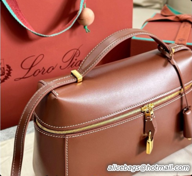 Good Quality Loro Piana LP Extra Bag L27 in Smooth Leather Caramel 2026 FAO3001