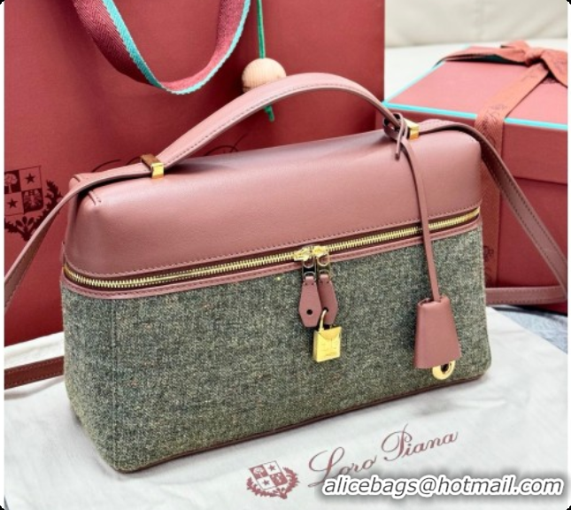 Grade Quality Loro Piana LP Extra Bag L27 in Tweed and Leather Brown/Grey 2026 FAO2841