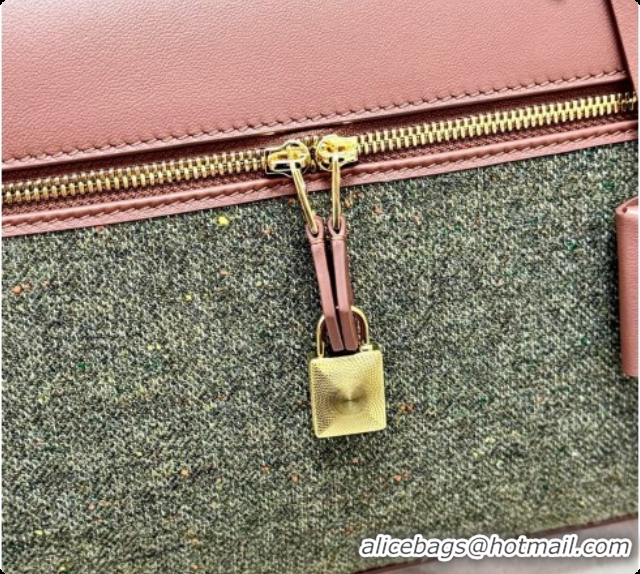 Grade Quality Loro Piana LP Extra Bag L27 in Tweed and Leather Brown/Grey 2026 FAO2841