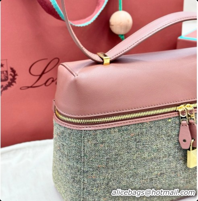 Grade Quality Loro Piana LP Extra Bag L27 in Tweed and Leather Brown/Grey 2026 FAO2841