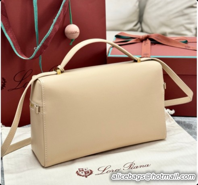Stylish Loro Piana LP Extra Bag L27 in Smooth Leather Light Mastic 2026 FAO3001