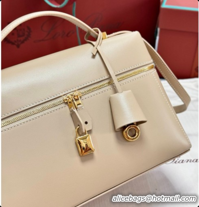 Stylish Loro Piana LP Extra Bag L27 in Smooth Leather Light Mastic 2026 FAO3001
