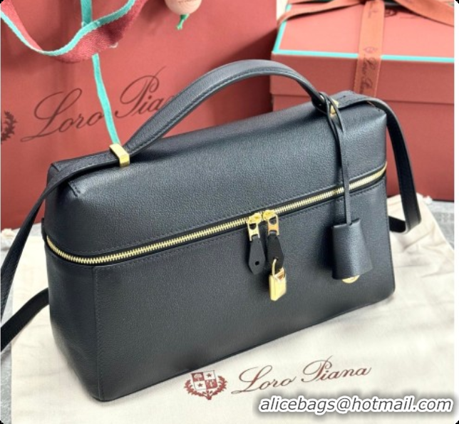 Sumptuous Loro Piana LP Extra Bag L27 in Palm-Grained Leather Black 2026 FAO3001