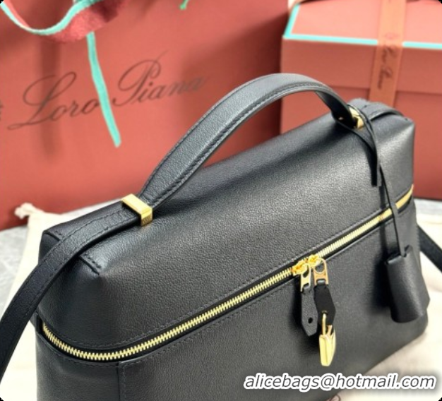 Sumptuous Loro Piana LP Extra Bag L27 in Palm-Grained Leather Black 2026 FAO3001